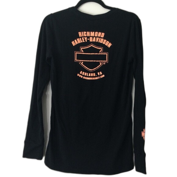 Harley-Davidson Shirt Top Women’s Size Large Black Orange Richmond Va Vintage - Picture 2 of 12